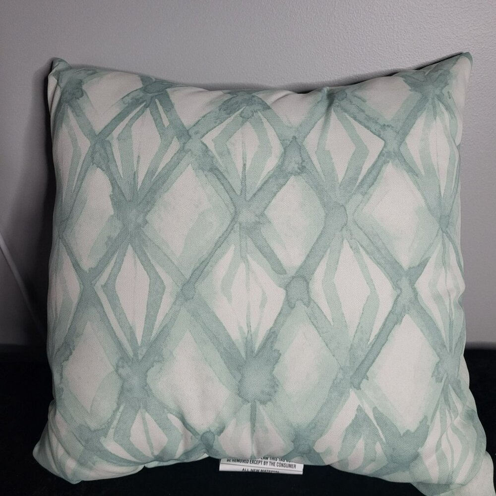 Hampton Bay Outdoor Throw Pillow - Mint Green Diamond Pattern - 100% Polyester -